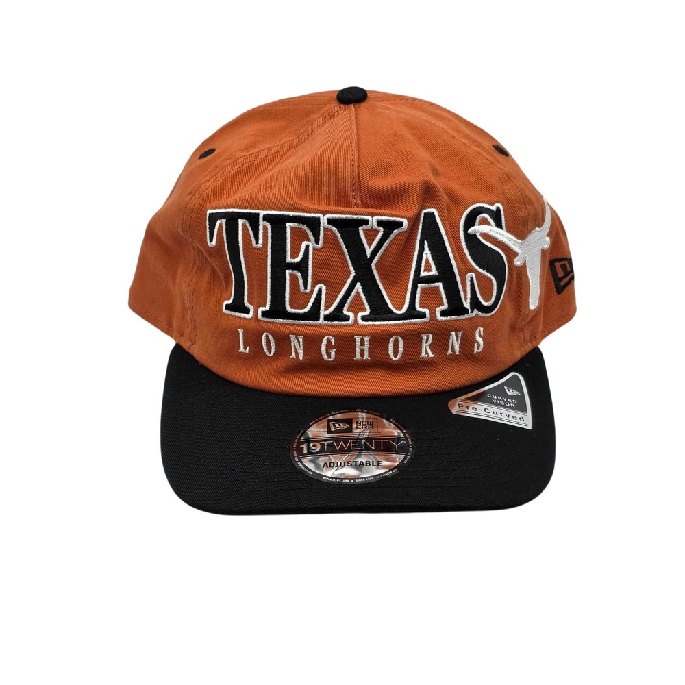 New Era 19TWENTY Texas Longhorns Pre-Curved Snapback Hat Cap Orange Black NCAA